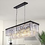 Wellmet Black Crystal Chandelier, 9-Light Modern