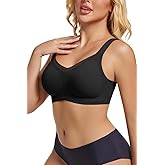Bras for Women Wireless Push Up, Lace Mesh V-Neck Bra No Underwire, Seamless Full Coverage Comfortable Tshirt Bralette