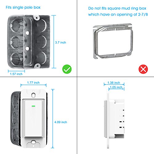 image for Maxcio Smart Wi-Fi Light Switch, No Hub Required, Works with Amazon Al