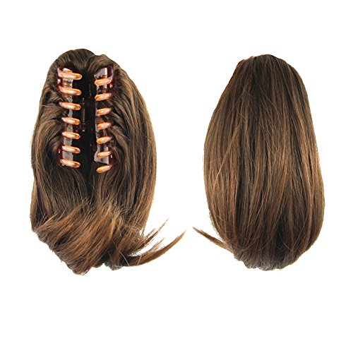 USIX 9.8" Claw Ponytail Handy Jaw Pony Tail Clip in Straight Hair Extension Nature Looking Heat-Resisting Ponytail Extension(B2009)