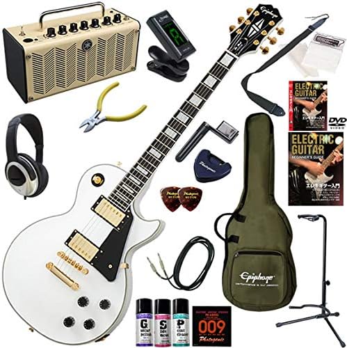 Epiphone エレキギター 初心者 入門 王道のレスポールカスタム レトロなデザインで多機能 高音質のyamaha Thr5が入ってる大人の19点セット Les Paul Custom Aw アルパインホワイト