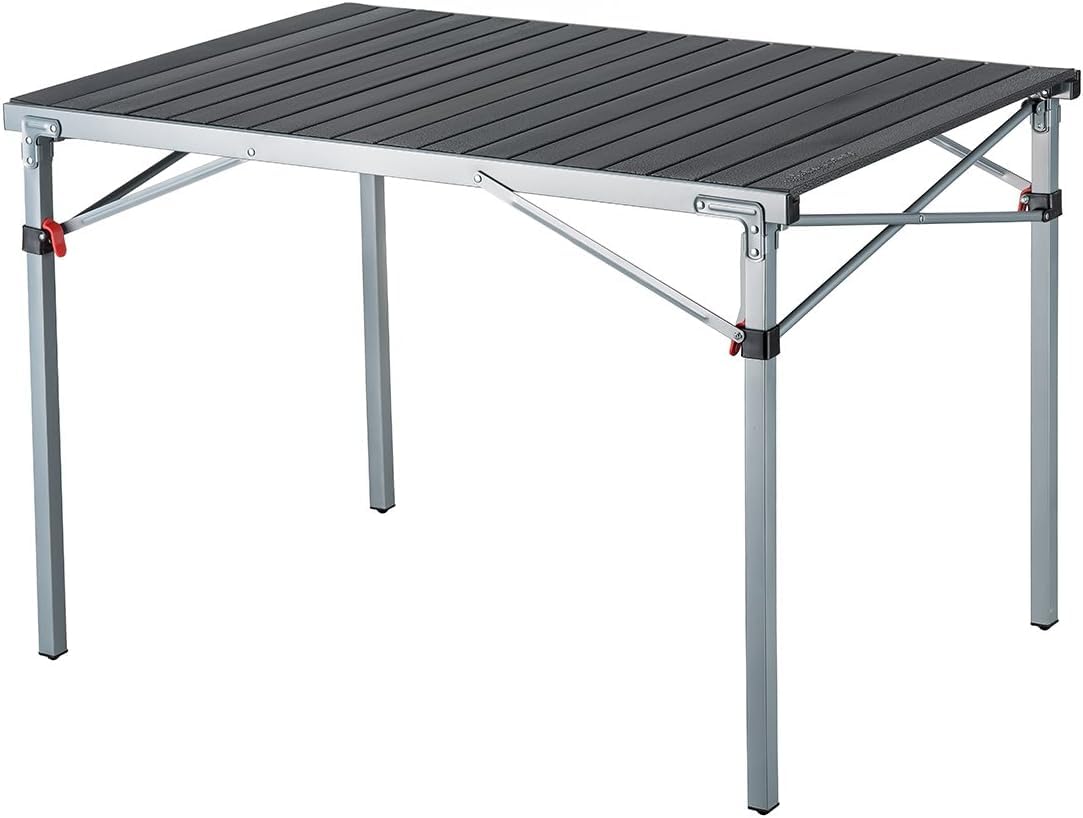 KingCamp KC3866_SILVERBLACK-USVC3 Portable Stable Table for Outdoor Picnic, Camping, Barbecue and Backyard Party, Person, 42.1 × 27.6 × 27.6 inches, Silver/Black_42.1"x27.6",4-6 Persom Image