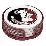 Thirstystone VFLSU-HA22 Stoneware Drink Coaster Set with Holder, Florida State University