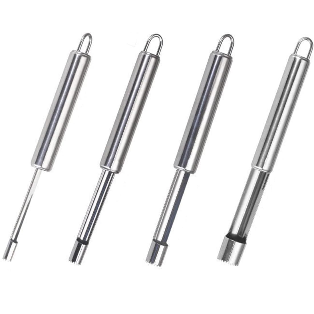 JOCXZI Stainless Steel Apple Cutter - 4 Pieces Core Seed Remover, Fruit Core Remover, Stainless Steel Core Remover Set for Easy and Practical, Tool for Removing Fruit Cores for Longan, Lychee