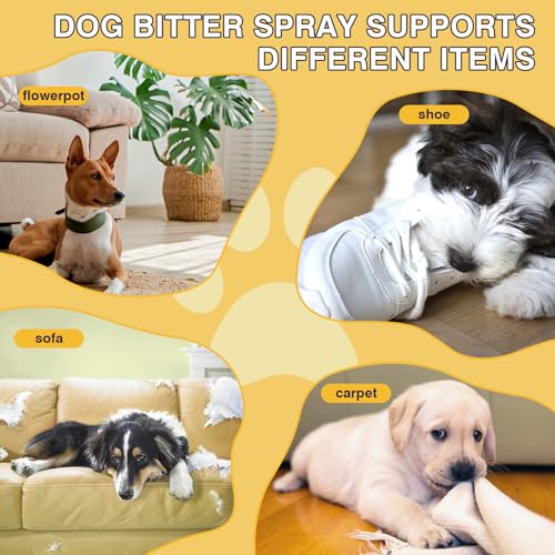 No Chew Spray for Dogs Bitter Apple Spray for Puppies Stop Dogs from Chewing Furniture Spray Anti Licking for Dog Yuck Bitter Spray Deterrent Formula for Puppies and Cats Alcohol Free Gentle on Skin