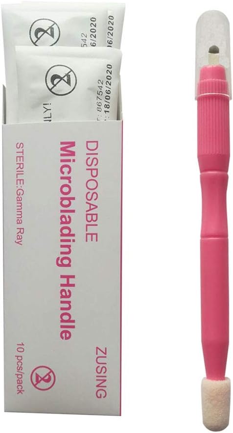ZUSING Very Sharp Disposable Microblading Pens 18U With Pigment Brush Microblading Pen Disposable 10 pcs/pack (Pink)