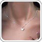 TseanYi Heart Pendant Necklace Gold Heart Love Chain Necklace Small Love Herringbone Chain Necklaces Minimalist Chains Choker Necklaces