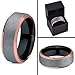 Tungsten Wedding Band Ring 8mm for Men Women Black & 18K Rose Gold Plated Beveled Edge Brushed Polished