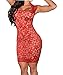 Sexy Womens Lace Sleeveless Nude Illusion Cocktail Party Pencil Mini Dress Large Red