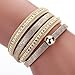 Willsa Women Fashion Bohemian Woven Braided Handmade Magnetic Clasp Bracelet (Gold)