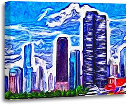 TORASS Canvas Wall Art Print Windy Chicago Skyline City Illinois USA Stevie Artwork for Home Decor 12" x 16"