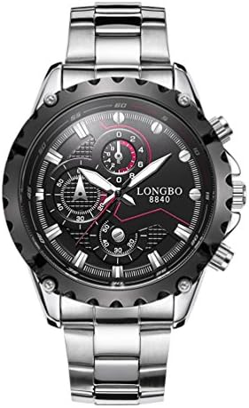 Men's Luminous Business Casual Quartz Wrist Watch with Stainless Steel Strap,Gear Saped Silver Dial