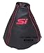 The Tuning-Shop Ltd Fits Honda Civic Si 06-11 Sedan Coupe Fa Acura Csx Black Leather Shift Boot Shift Boot Custom Embroidery Si Red Stitching
