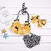 Baby Girls 3pcs Swimwear Bikini Sets Halter Pom Top+Dot Bottom+Bow Headband (0-6months, Yellow&Blue)