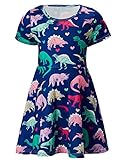 RAISEVERN Girls Dresses Dinosaur Pattern Short