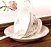 Jusalpha® Vintage Rose Bone China Pink Tea Cup and Saucer Set with Spoon-Coffee Cup-Coffee Mug-FLTCS06