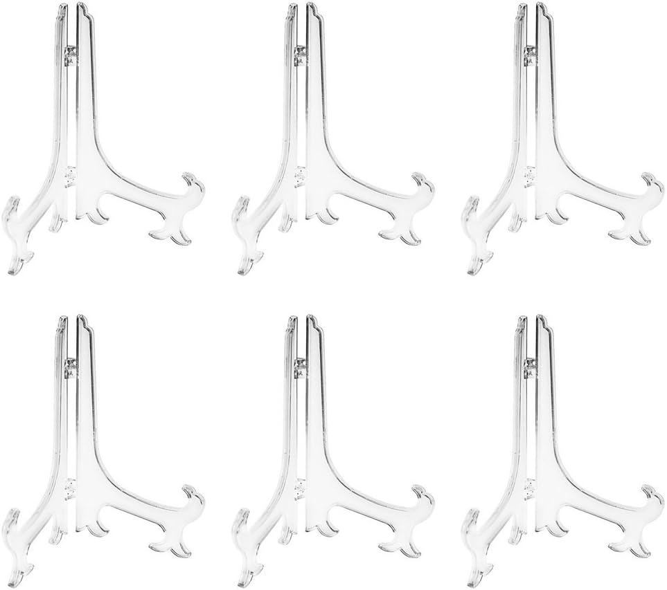 Tincogo 8" Clear Plastic Easels or Stand / Plate Holders to Display Pictures or Other Items at Weddings, Home Decoration