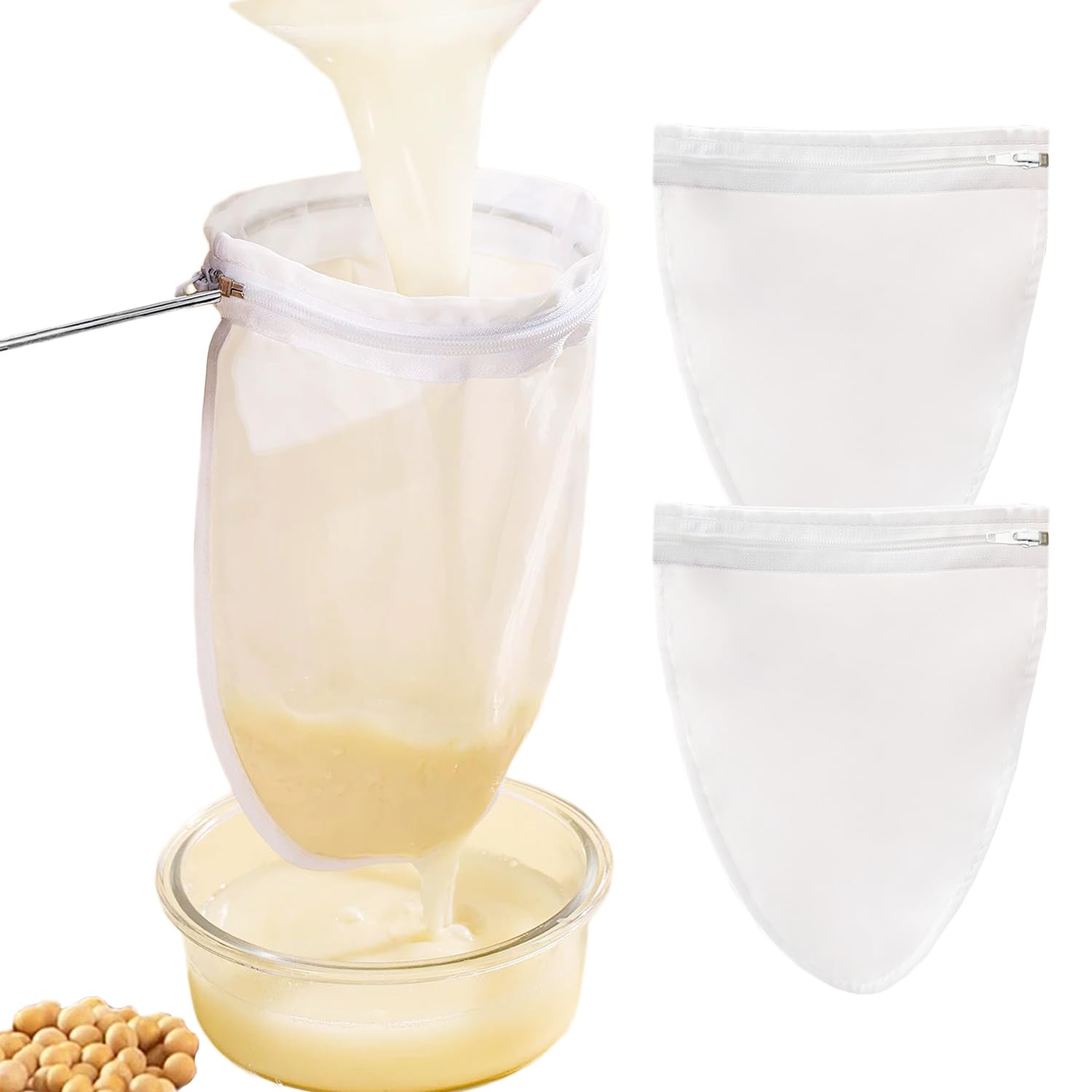 Photo 1 of Fine Mesh Cheese Cloth Strainer Bags, Reusable Mesh Filter Bags with Stainless Steel Handle, Nut Milk Bag for Straining, Juices, Cooking