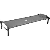 Disc-O-Bed Large Modular Portable Single Camping Cot with Carry Bag, Gray | Holds 500 lb, Stackable into a Bunk, 79 x 28 Inch Deck, Removable Leg Extensions, No Center Bar, for Tents or Cabins