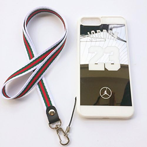 iPhone 7 Plus and 8 Plus Jordan 23 Case,Wellfun Reflective Mirror Case Jumpman Cover with Soft Neck Lanyard.Shockproof Resistant Case for iPhone 7 Plus and 8 Plus Case 5.5 Inch. (White)