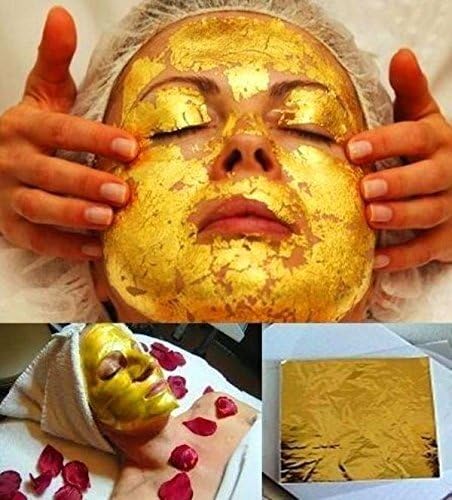 Facial Masks Anti-wrinkle Gold Leaf Sheets 100%Real Gold By GaanZaLive36 1.5" x 1.5" Arts & Crafts, Decoration, Metal working, Beauty & Spa, Foods & Bakery decoration & Gold powder, 50pcs