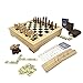 KAILE Deluxe 11.8 Inch 7 in 1 Board Game Set - Chess Set, Checkers, Backgammon, Dominoes, Playing Cards, Poker Dices and Cribbage