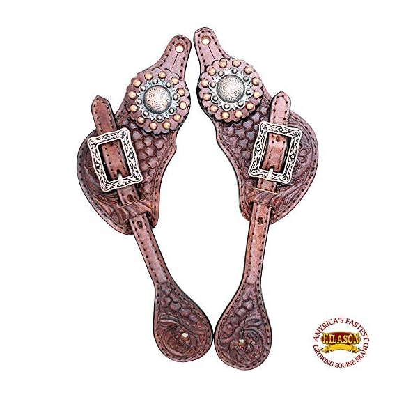 HILASON-Western-Leather-SPUR-Straps-Copper-with-Studs-and-Concho