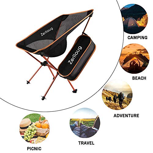Zerllaug Folding Camping Chair, Lightweight Portable Backpacking Chair