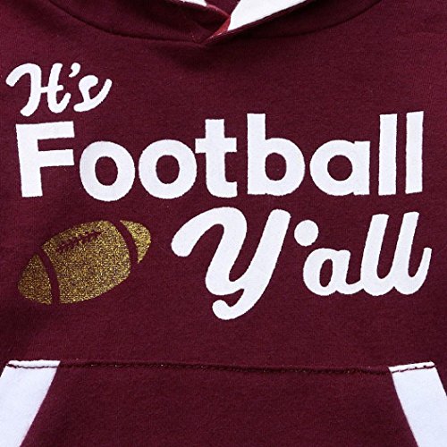 CSSD Toddle Infant Baby Boy Girl Letter Hoodie Tops+Pants Football Outfit Clothes Set 6M-4T (70, Wine)
