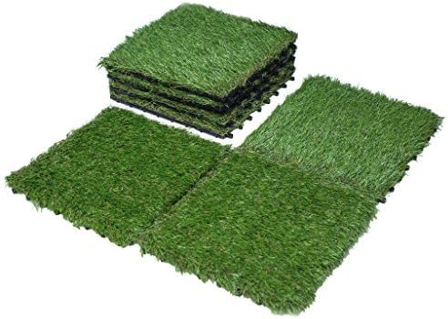 Golden Moon Grass Tile Series PP Interlocking Grass Deck Tiles, Artificial Anti-wear Turf Tiles, 1'x1' (9 pieces) by Golden Moon