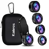iPhone Camera Lens Kit,5 in 1 Kaiess 120° Super Wide Angle Lens + 15X Macro Lens + 2X Telephoto Lens + 198° Fisheye Lens + Kaleidoscope Lens for iPhone X/8/7/6/6s plus,Samsung and Most Smartphone