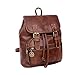 Angelliu Women's Vintage Retro Style PU Leather College School Bag Casual Mini Travel Backpack Satchel Brown