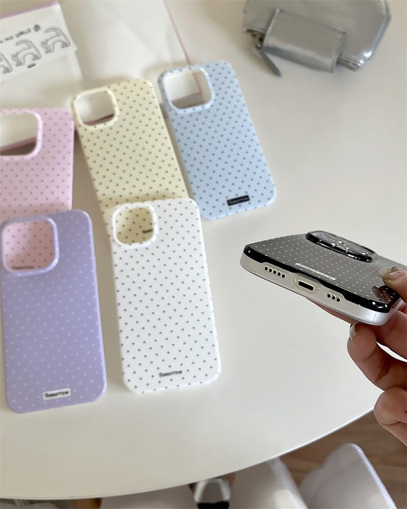 inewateri iPhone 13/14 Case with Cute Fashion Polka Dot Aesthetics | Simple Design | Soft TPU Slim Protection | White