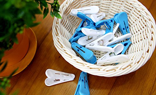 Tenby Living Spring Clothespins (Pack Of 56) - Plastic Soft Grip, Anti-Slip Clothes Pins With Sturdy Steel Springs - 28 Blue & 28 White Attractive Clothing Line Clips - Top Air-Drying Clothing Pin Set - Thumbnail 6