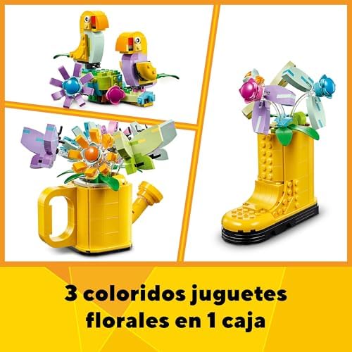 Creator 3 en 1 Flores en Regadera, Convertible en Bota de Agua o 2 Pájaros de Juguete Posados en una Percha, Juego Creativo con Animales de Regalo para Niñas y Niños de 8 Años o Más 31149