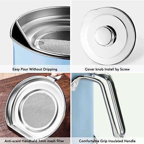 Eglaf 1.3L Stainless Steel Grease Strainer Oil Container with