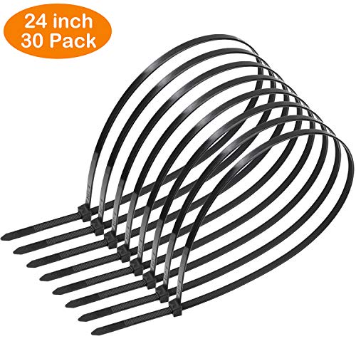 OneLeaf Cable Ties 24 Inch Heavy Duty Zip Ties with 200 Pounds Tensile Strength for Multi-Purpose Use, Self-Locking UV Resistant Nylon Tie Wraps, Indoor and Outdoor Tie Wire.30 Pcs Black - Thumbnail 7