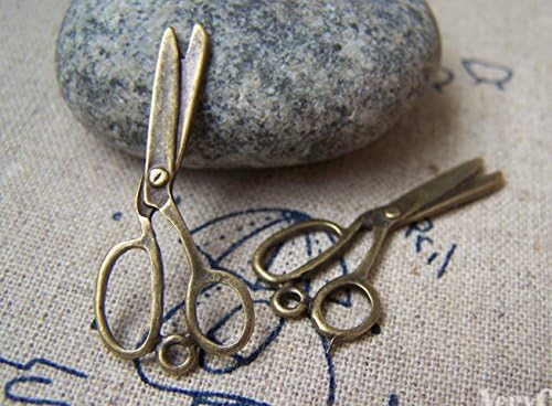 20 pcs of Antique Bronze Barber Shop Stylist Scissors Charms 12mmx30mm (CB024)