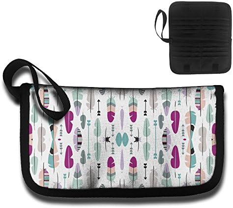 SFYJ Multi-functional &amp; RFID Blocking - Travel Credit Card Identity Protection Case, Geometric Vintage Feathers Pastel Arrows In Pink M Pattern