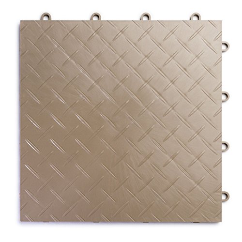 RaceDeck Diamond Plate Design, Durable Interlocking Modular Garage Flooring Tile (12 Pack), Beige