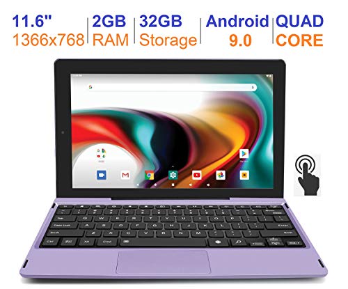 RCA 11 Delta Pro 11.6 Inch Quad-Core 2GB RAM 32GB Storage IPS 1366 x 768 Touchscreen WiFi Bluetooth with Detachable Keyboard Android 9.0 Tablet (11.6″, Purple)