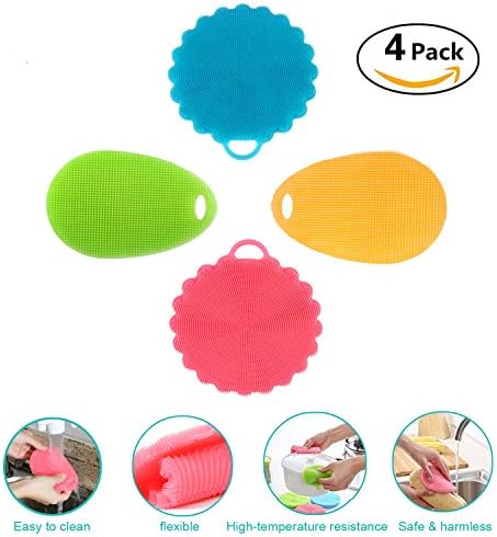 Silicone Sponge, Dish Towel Scrubber Mildew Free Food-Grade Silicone Non Stick Antibacterial Dishwashing Brush For Kitchen Wash Pot Pan Dish Bowl or Wash Fruit and Vegetable