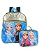 Disney Girls' Frozen Black/Gold Backpack with Lunch Kit, Blue One Size