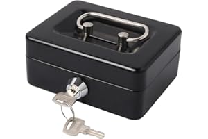 Small Cash Box with Lock and Slot, Lovndi Money Box for Cash, Piggy Bank for Kids, Black