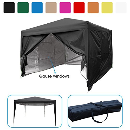 Quictent privacy 10x10 Feet Mesh Curtain EZ Pop Up Party Tent Canopy Gazebo photo booth 100% Waterproof-7 Colors (Black)