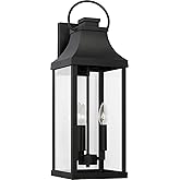 Capital Lighting 946431BK Bradford Clear Glass Outdoor Wall Lantern, 3-Light 180 Total Watts, 24" H x 8" W, Black