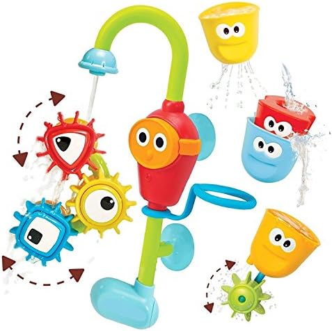 King of Toys Waterfall Water Station Baby Bath Toy, Three Stackable Cups, Automated Spout, and Spinning Suction Cup Gears