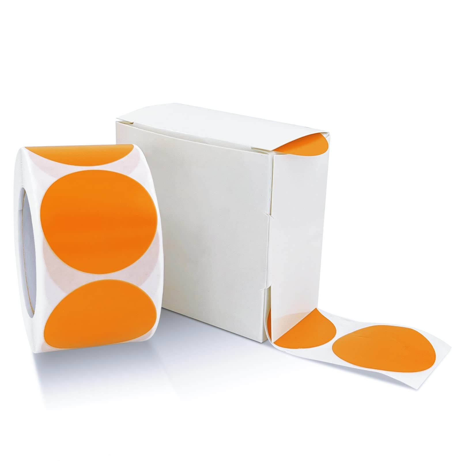 Round Stickers Orange 25mm Circle Labels with Dispenser Box Color Coding Dot Sticker Waterproof Removable Roll of 500