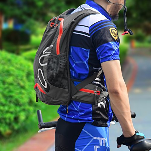 Juboury Hydration Backpack with Free 2L Water Bladder Reservoirs, 15L Hydration Rucksack Bag, All Weather Cover for Running, Hiking, Biking, and Any Other Outdoor Activity (Red)