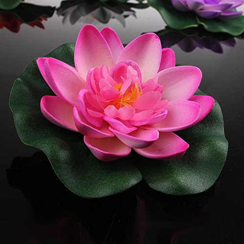 Newest trent Set of 4 Artificial Floating Pond Decor Water Lily/Lotus Foam Flower for Aquarium Garden Pond - 3 (2.5" h x 7" Dia) - Thumbnail 4